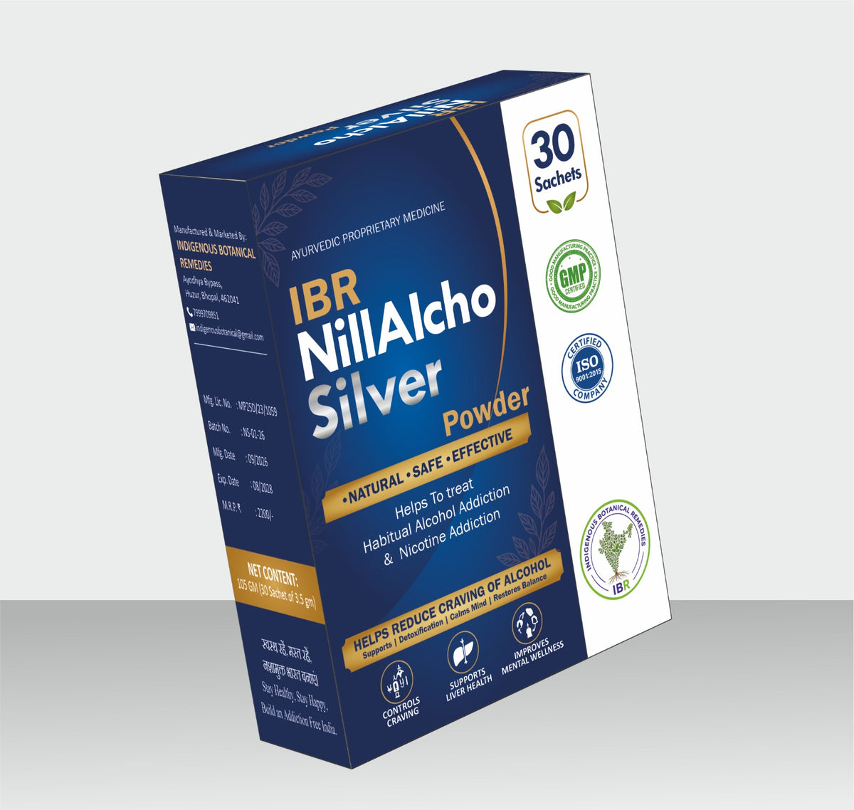 IBR NillAcho Silver Powder - Alcohol & Nicotine Addiction Support